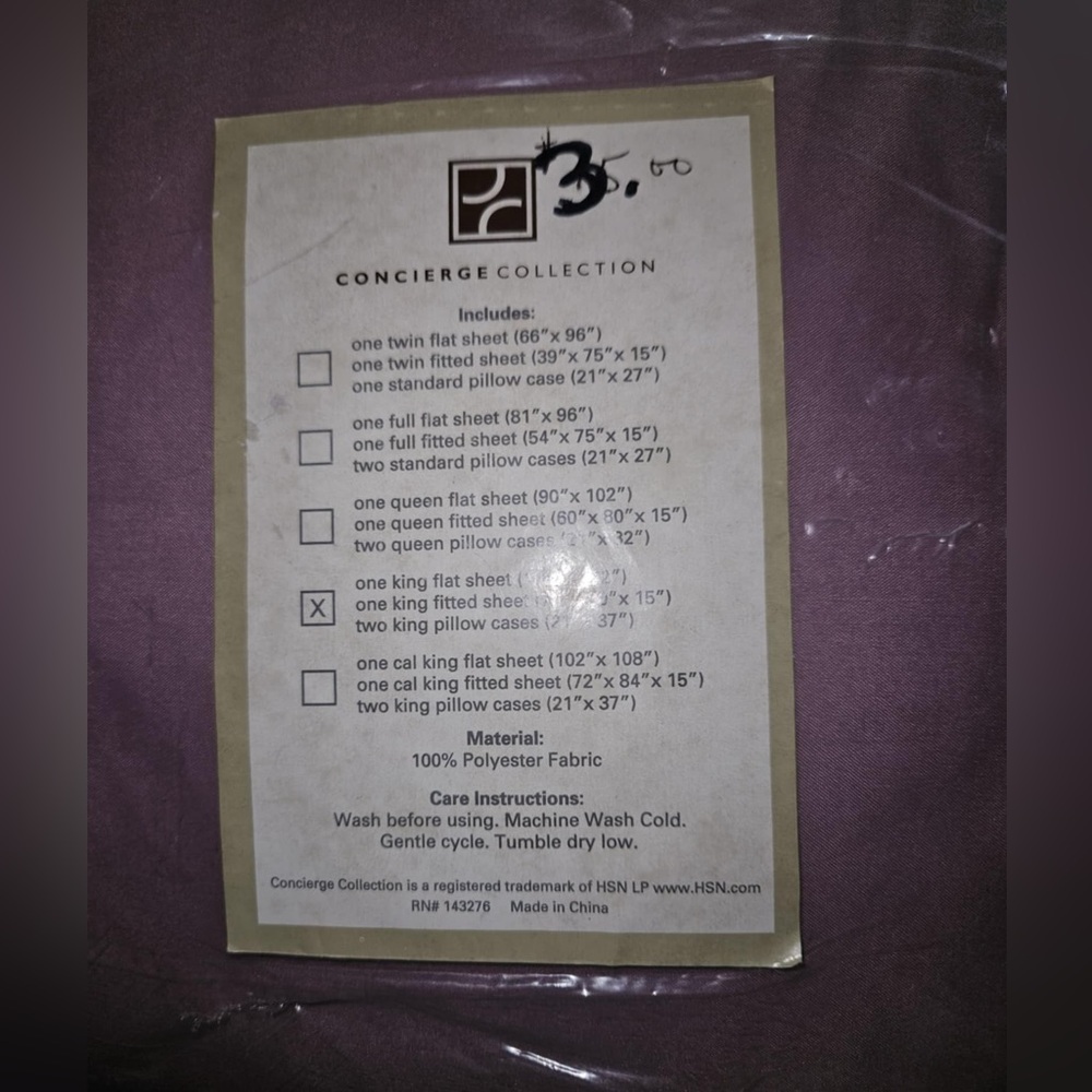 Concierge Collection Sheets